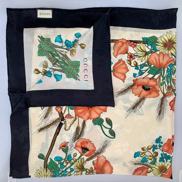 Gucci Silk Floral Scarf with Slight Shimmer - Picture 3 of 14
